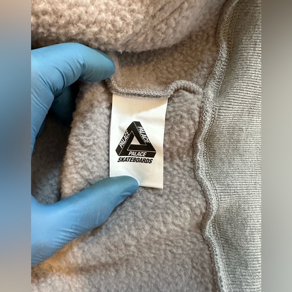 NWT 2023 PALACE FACEMASK SHEARLING THERMAL ZIP HOODIE GREY SZ. SMALL - Picture 8 of 16